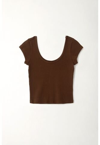 Tennis Camiseta En Rib Ajustada Café Para Mujer Tennis