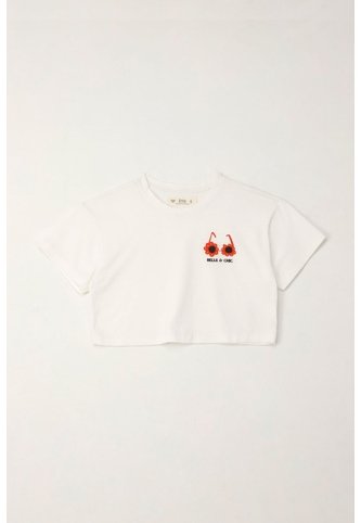 Camiseta Manga Corta Con Mini Print Crudo Para Niña Tennis