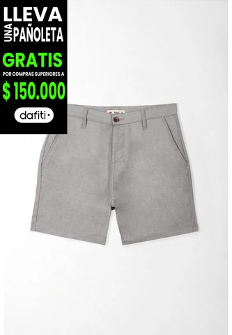 Tennis Bermuda Chino Fit Recto Con Botón De Contraste En Lino Gris Para Hombre Tennis
