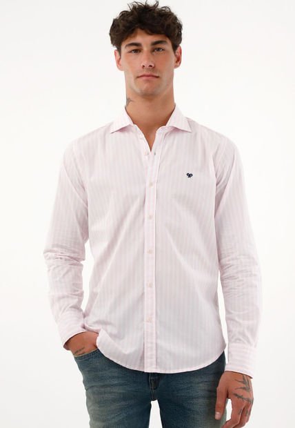 Camisa Rosada A Rayas Para Hombre