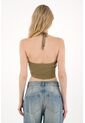 Tennis Camiseta Crop Cuello Halter Verde Para Mujer de Tennis