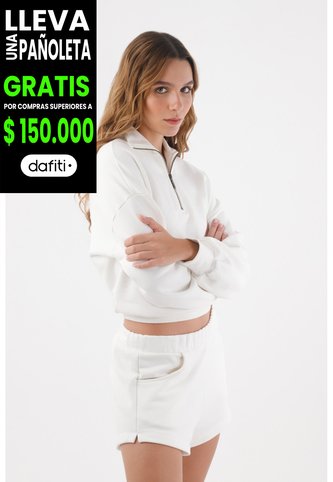 Tennis Bermuda Para Mujer De Algodón Blanco Fit Relajado Con Abertura Lateral Tennis