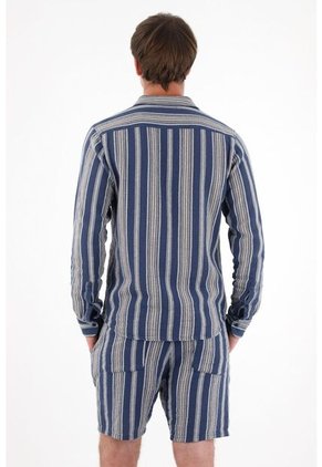 Camisa Manga Larga Con Diseño A Rayas Para Hombre