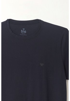 Camiseta Cuello Redondo Azul Para Hombre