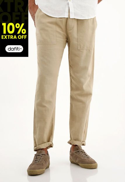 Pantalón Jogger Café Bota Recta Para Hombre