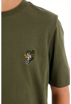 Camiseta Con Bordado Decorativo Verde Para Niño