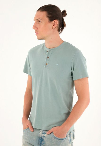 Camiseta Verde Manga Corta Para Hombre
