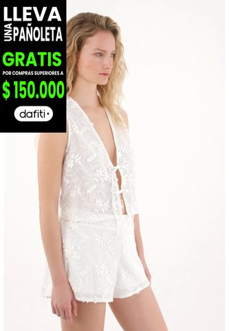 Tennis Short Corto Con Bordado Crudo Para Mujer Tennis