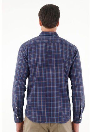 Tennis Camisa A Cuadros Cuello Clásico Azul Para Hombre