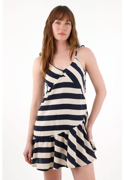 Vestido Corto Con Diseño A Rayas Para Mujer