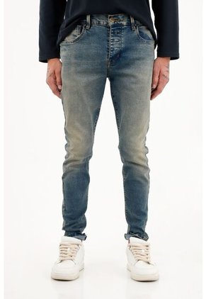 Tennis Jean Super Skinny Tiro Medio Azul Para Hombre