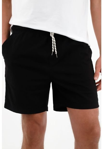 Bermuda Negra Con Pretina Elástica Para Hombre