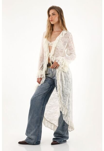 Tennis Kimono Largo En Encaje Con Boleros Para Mujer