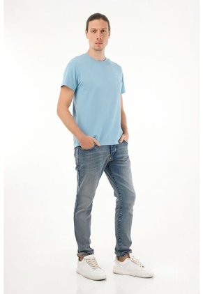 Tennis Jean Skinny Tiro Medio Azul Para Hombre
