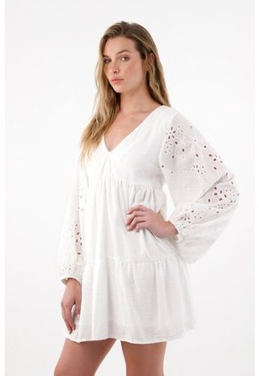 Tennis Vestido Corto De Manga Larga En Ojalillo Para Mujer