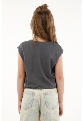Camiseta Gris Con Estampado De Moto Para Niña