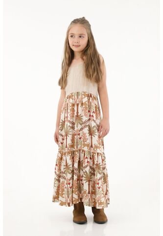 Vestido Largo Estampado Para Niña Tennis