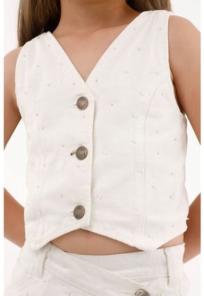 Chaleco Crudo Cuello En V Para Niña