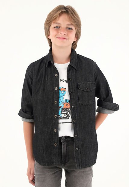 Camisa Negra Manga Larga Para Niño