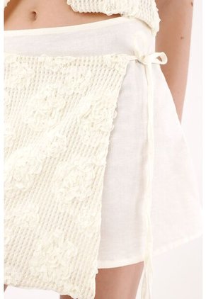 Tennis Falda Corta Tipo Pareo Crudo Para Mujer