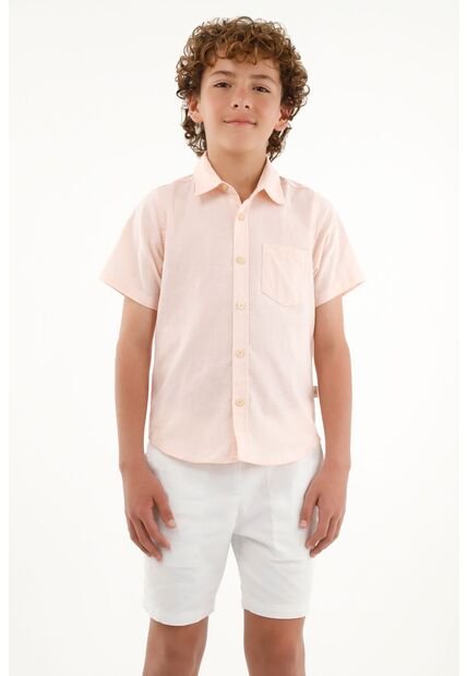 Camisa Rosada De Botones Para Niño