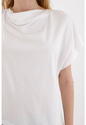 Tennis Camiseta Manga Sisa Con Ruedo Asimétrico Blanca Para Mujer