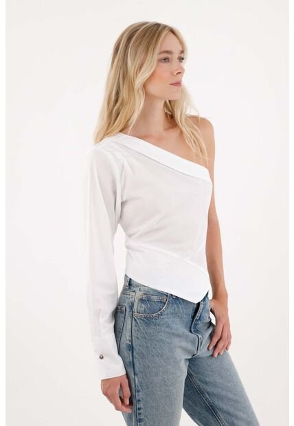 Tennis Camisa De Un Solo Hombro Blanca Para Mujer