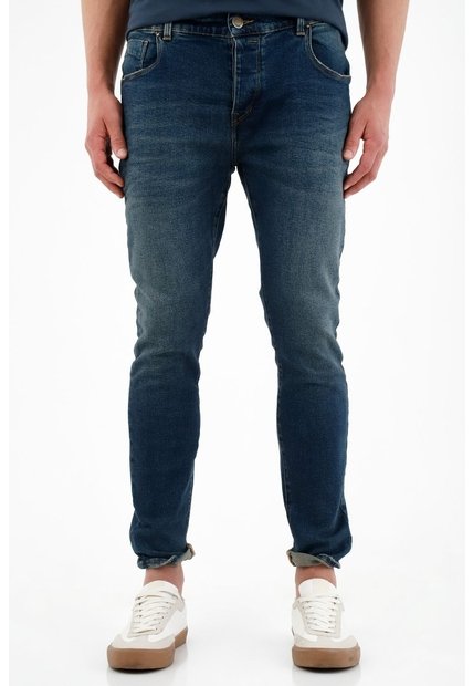 Tennis Jean Skinny Azul Tono Oscuro Para Hombre