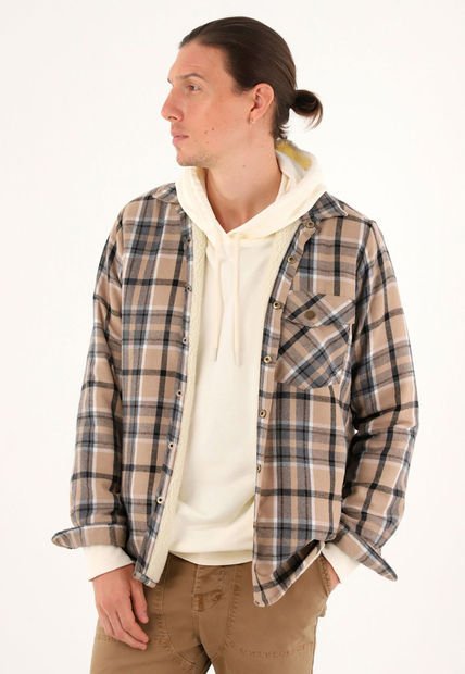 Camisa A Cuadros Con Forro En Ovejero Para Hombre