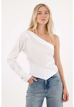 Tennis Camisa De Un Solo Hombro Blanca Para Mujer