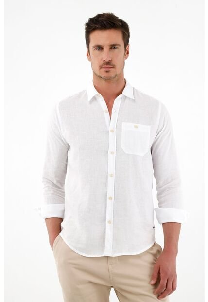Tennis Camisa Blanca En Lino Para Hombre