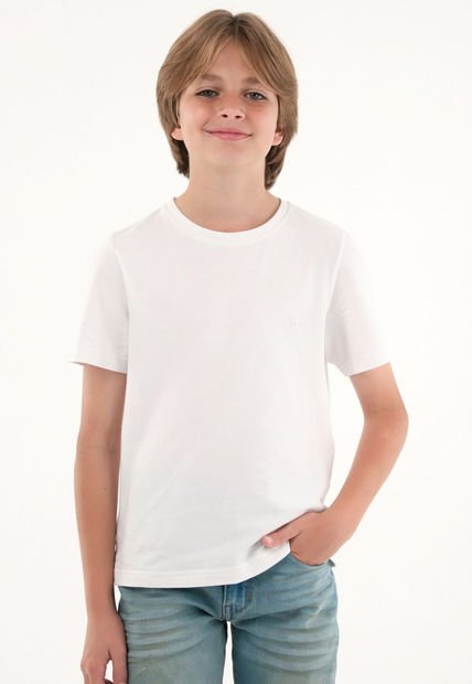 Camiseta Blanca Con Mini Raqueta Bordada Para Niño