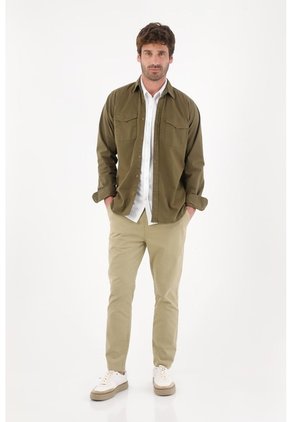 Tennis Pantalón Tipo Chino Verde Con Textura Suave Para Hombre