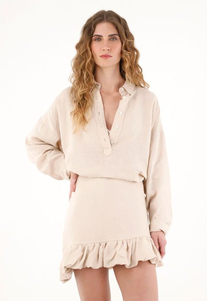 Camisa Crudo En Lino 100% Para Mujer