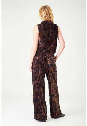 Tennis Pantalón Wide Leg En Terciopelo Café Para Mujer