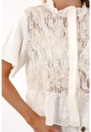 Tennis Camisa Manga Corta Con Encaje Para Mujer