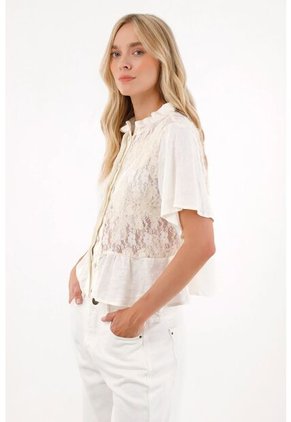 Tennis Camisa Manga Corta Con Encaje Para Mujer