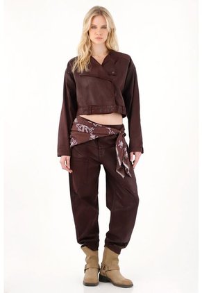 Tennis Abrigo Crop Con Solapas Rojo Para Mujer