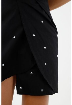 Falda Negra Con Apliques Para Mujer