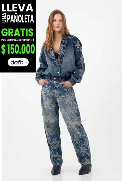 Tennis Jean Horseshoe Con Estampado Floral En Denim Para Mujer