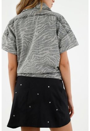 Falda Negra Con Apliques Para Mujer