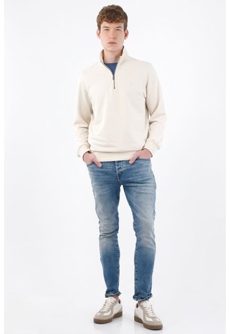 Tennis Buzo Regular Fit Con Media Cremallera En Algodón Beige Para Hombre Tennis