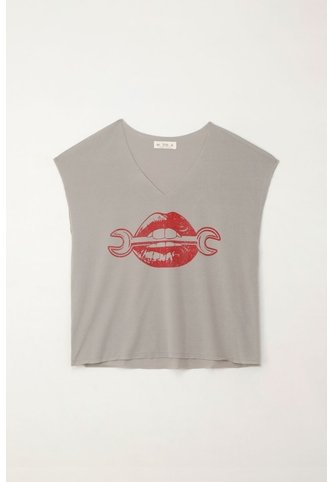 Tennis Camiseta Básica Estampada Manga Corta Gris Para Mujer Tennis