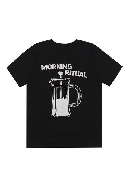 Camiseta Negra Con Estampado Para Hombre