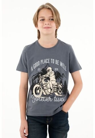 Camiseta Gris Estampada Para Niño Tennis