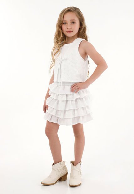Chaleco En Ojalillo Blanco Para Niña