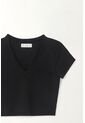 Tennis Camiseta Crop Con Cuello En V Negra Para Mujer de Tennis