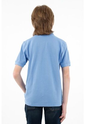 Polo Cuello Tejido Azul Para Niño