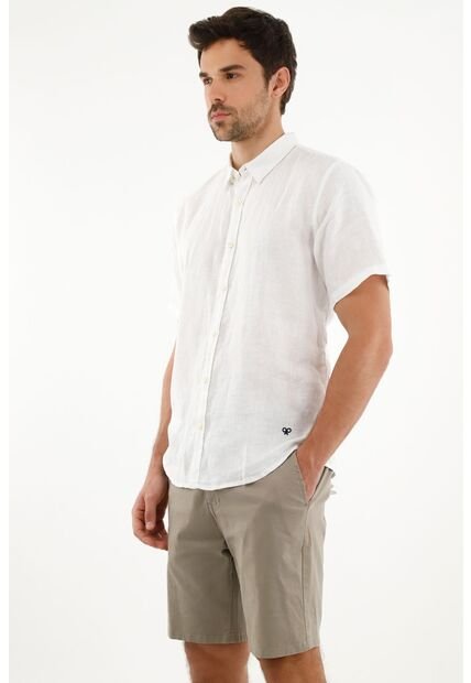 Camisa Lino Para Hombre Manga Corta
