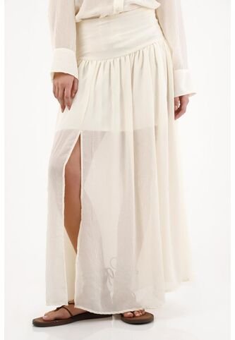 Tennis Falda Larga En Tela Fluida Con Aberturas Crudo Para Mujer Tennis